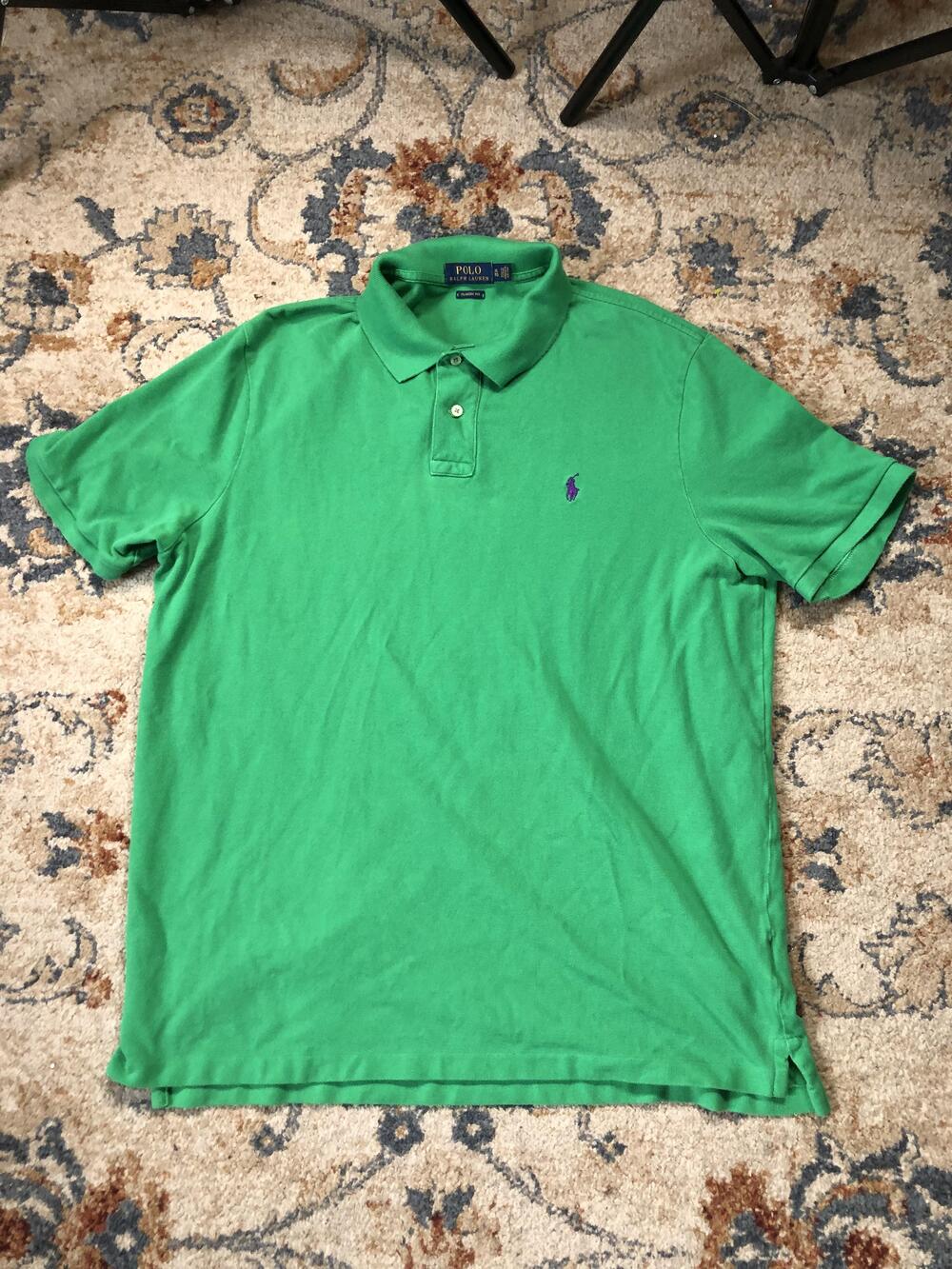 Polo Ralph Lauren Polo Shirt Mens Extra Large Green Classic Fit Purple Pony